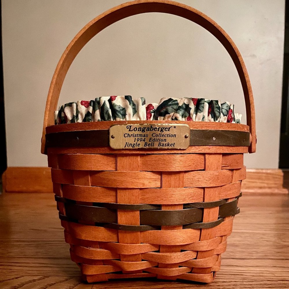 Vintage 1994 Longaberger Jingle Bell Basket Original Pamphlets Liner & Protector